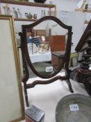 A 19th century shield shaped toilet mirror