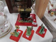 Mamod stationary steam engine with 4 machine tools