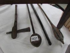 4 antique wooden weapons