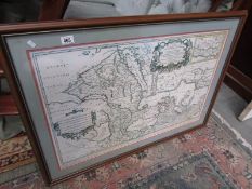 A large framed and glazed map