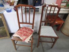 A pair of mahogany inlaid bedroom chairs