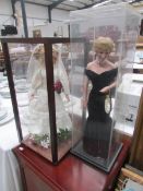 A cased Diana Princess of Wales doll and cased bride doll