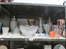 A mixed lot of glassware including lidded sweet jars