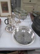 A mixed lot of silver plate including tray