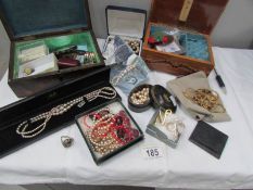 2 jewellery boxes and a quantity of costume jewellery including necklaces,