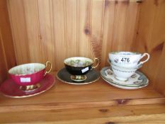 4 cups and saucers, 2 Aynsley,