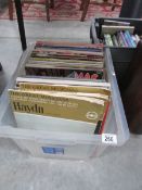 A box of LP records etc
