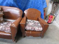 A 1930's leatherette 3 piece suite,