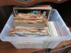 A box of records including 78rpm,