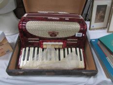 A cased piano accordion