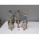 2 pairs of bisque figurines and 2 others