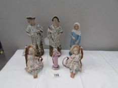 2 pairs of bisque figurines and 2 others