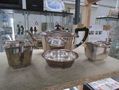 A 3 piece silver plate tea set,