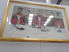 A framed and glazed print entitled 'Mr Fox's Hunt Breakfast Xmas day'