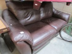 A brown leather sofa