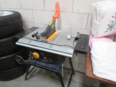 A portable table saw with lazer,