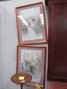 A pair of pine framed prints