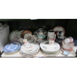 A quantity of collectible china including Willow pattern, Meakin,
