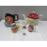 A Victorian teapot, an 'Auld Mac' character jug,