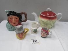 A Victorian teapot, an 'Auld Mac' character jug,