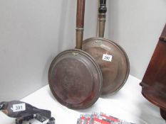 2 Victorian copper warming pans