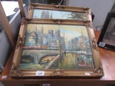 A pair of oil on canvas town scenes both signed Luperson