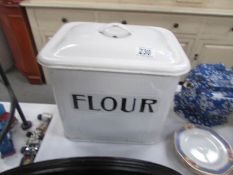 An enamel flour/bread bin