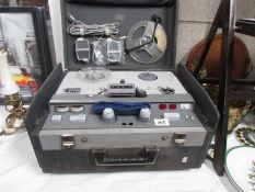 A reel to reel tape recorder