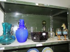 A mixed lot of glassware including coloured etc