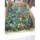 A large quantity of glass marbles