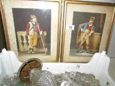 A pair of framed and glazed 19th century studies of fighting men