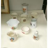 9 items of crested china