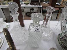 3 glass decanters