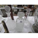 3 glass decanters