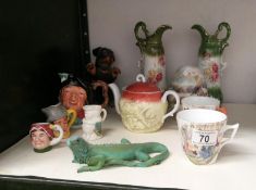 A mixed lot including pair vases,