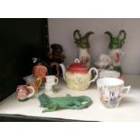 A mixed lot including pair vases,