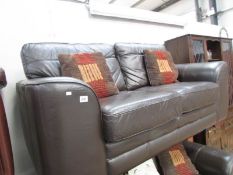 A dark brown leather 2 seat sofa