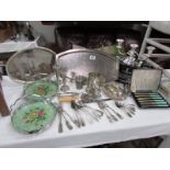 A mixed lot of metalware including trays,