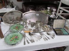 A mixed lot of metalware including trays,