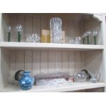 A mixed lot of glassware including Goebel figure of an eagle (2 shelves)