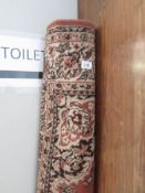 A patterned rug,