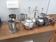 A mixed lot of silver plate etc