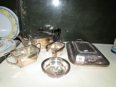 A 3 piece silver plate tea set,