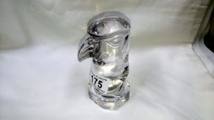 A Val St Lambert paperweight of an eagle head