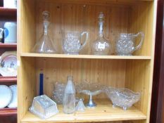 A quantity of glass ware including decanters