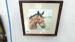 A framed and glazed watercolour of a horse signed W Twarovsky '93