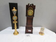 A miniature Grandfather clock and 2 others