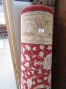 A red patterned rug,