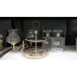 A pair of decanters on stand,