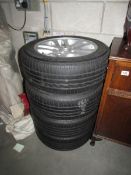 A set of 4 BMW 16" alloy wheels with tyres